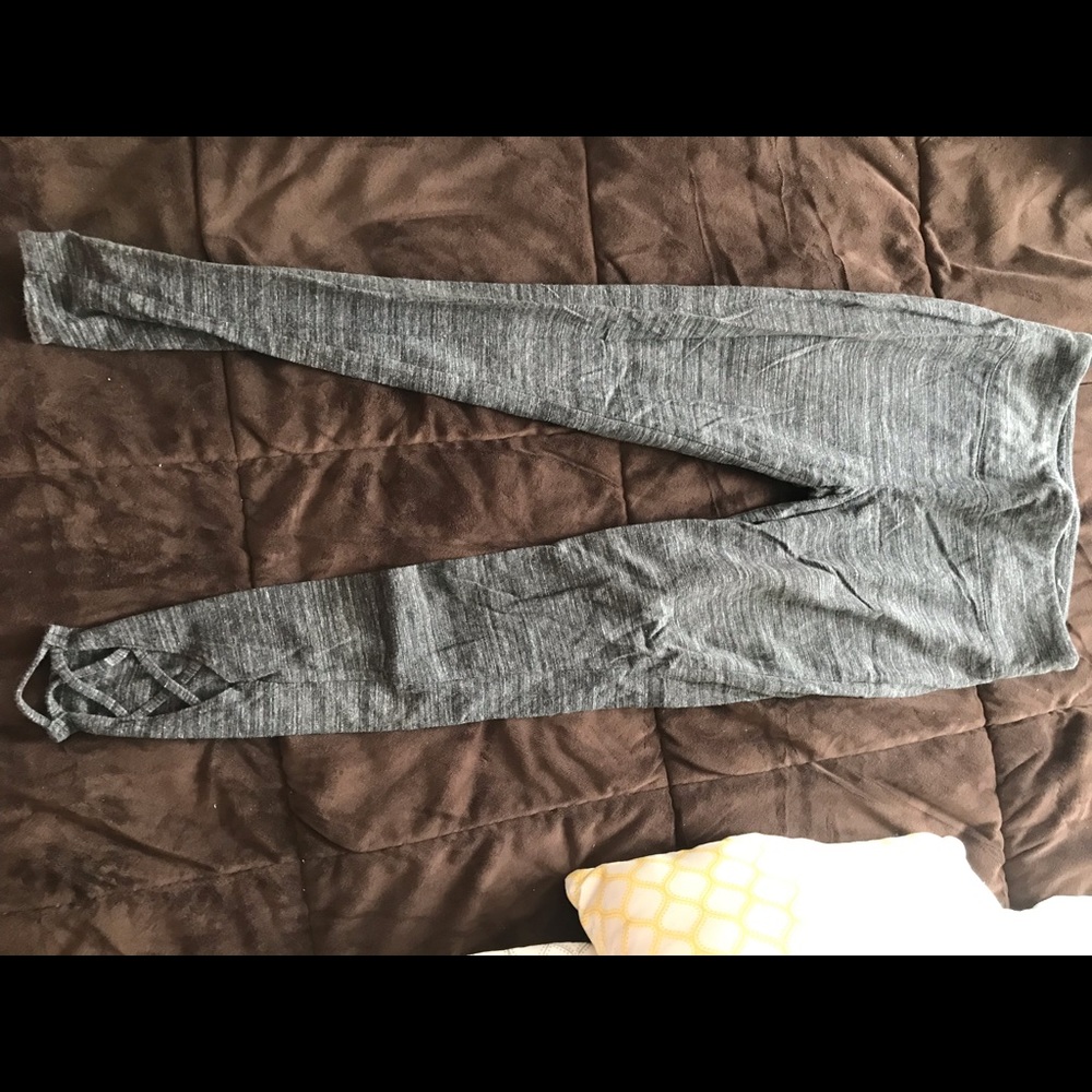 Gray and white leggings